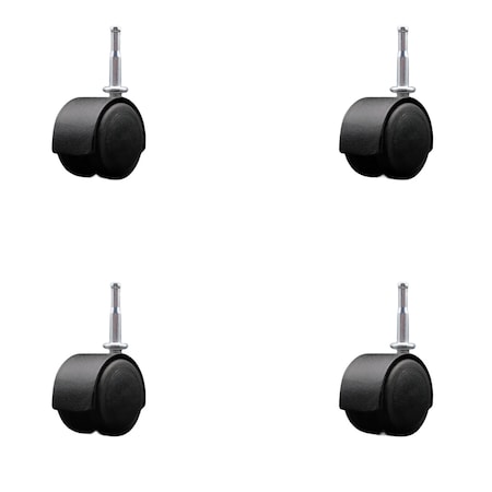 Service Caster 2'' Floor Safe Black Hooded Twin Wheel Caster Grip Neck Stem , 4PK SCC-GN02S50D-NYU-FB-4